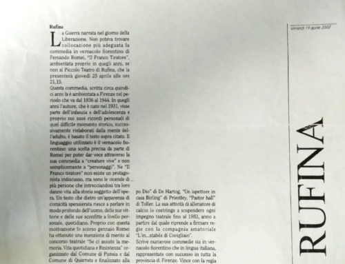 “I’FRANCO TIRATORE” – Al Piccolo Teatro di scena il 25 aprile la commedia in vernacolo di Fernando Romei