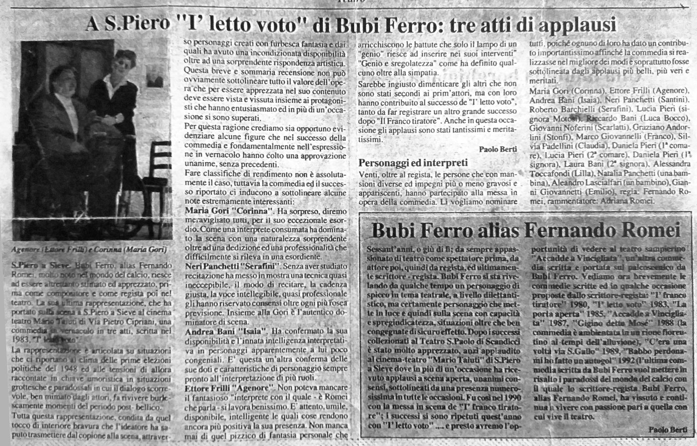 I' letto vòto - Fernando Romei detto Bubi - Commedie