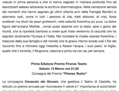 Primo premio “Firenze alla ribalta 2008”  Scorre il Mugnone